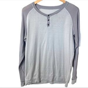 LULULEMON ATHLETICA Gray “Runamuck” Long Sleeve Striped Henley